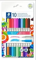 Flomasteriai STAEDTLER, dvipusiai, dvispalviai, 10 vnt.