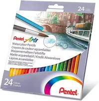 Spalvoti pieštukai PENTEL ARTS, šešiabriauniai, akvareliniai, 24 vnt.