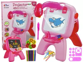 Lean Toys Dvipusė piešimo lenta su projektoriumu ir paveiksliukais