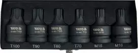Yato Toya Sa Poland Smūginių antgalių rinkinys | 20 mm (3/4") | T-Star (Torx) T70 - T100 | spline M16-M18 | 6 vnt. (YT-10653)