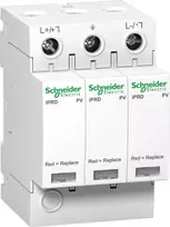 Schneider Electric Viršįtampio ribotuvas PV IPRD -DC40R-T2-3-1000 3-pole Type2 / C 65 kA su kontaktu A9L40281