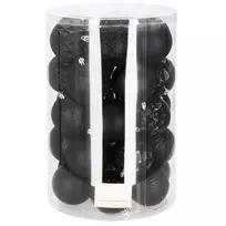 Kalėdiniai žaisliukai Springos 30 vnt juodi 8 cm