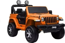 Lean Cars Dvivietis vaikiškas elektromobilis Jeep Rubicon 4x4, oranžinis