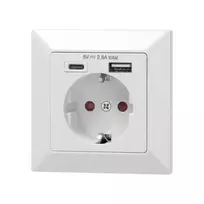 Orno Viengubas elektros lizdas 2P+Z (Schuko) su USB-A ir USB-C jungtimis