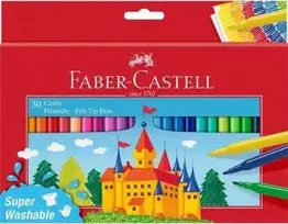 Flomasteriai Faber-Castell Castle Cardboardbox, 50 spalvų