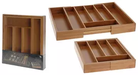 Excellent Houseware Prailginamas stalo įrankių dėklas, bambukas