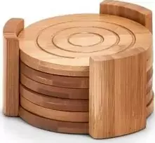 Bamboo Stiklinis stovas, padėklas, 100% bambukas - komplekte 7 elementai, ZELLER