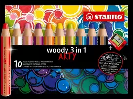 Woody Yes For Skills Įvairių spalvų pieštukų rinkinys / 10spalvų + magiškas trintukas ir drožtukas