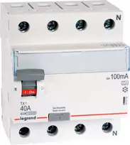 Legrand liekamosios srovės grandinės pertraukiklis 4P 40A 0,1A tipas A P304 TX3 (411775)
