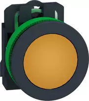 Schneider Electric Harmony XB5 plokščias plastikinis mygtukas. oranžinis fi30 sklandus objektyvas integruotas LED 24 V AC/DC XB5FVB5