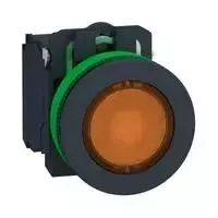 Schneider Electric Harmony XB5 apšviestas plastikinis mygtukas. oranžinis fi30 integruotas LED 110...120 V AC 1Z + 1R XB5FW35G5