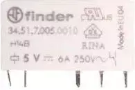Finder Siauros elektromagnetinės relės 1P 6A 5V DC spausdintinei plokštei (34.51.7.005.0010)