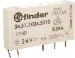 Finder Transmission 1P 6A 24V DC kontaktas AgNI + AU (34.51.7.024.5010)