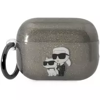 Apple AirPods Pro 2 Karl Lagerfeld Gliter Karl&Choupette (KLAP2HNKCTGK) ausinių dėklas juodos spalvos