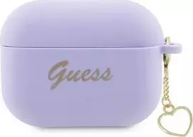 Apple AirPods Pro 2 Guess silikoninis Charm Heart Collection (GUAP2LSCHSU) ausinių dėklas violetinės spalvos
