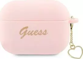 Apple AirPods Pro 2 Guess silikoninis Charm Heart Collection (GUAP2LSCHSP) ausinių dėklas rožinės spalvos