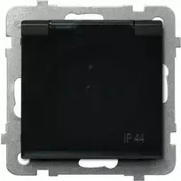 Ospel Socket Sonata atsparus purslams su įžeminimu ir žaliuzių dūmų sklende juodas metalas (GPH-1RZP/m/33/d)