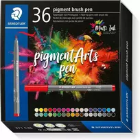 Staedtler Pigment Arts teptukinis rašiklis, 36 spalvos, daugiaspalvis, apvalus, plastikas, polipropilenas (PP), vandens pagrindo rašalas, suaugusiesiems ir vaikams