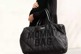 CHILDHOME DIDELIS MAMOS REIKMENŲ KREPŠYS MOMMY BAG, PUFFERED - Juodas