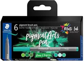 Staedtler STAEDTLER MultiInk Pigment Arts brush pen 6er-Set grün&türki retail
