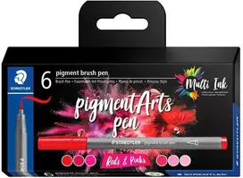 Staedtler MultiInk Pigment Arts brush pen komplektas 6 reds&pinks retail