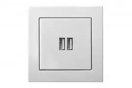 Liregus Įleistinis USB- kroviklis EPSILON, dvivietis, baltos sp., 220V, 50-60Hz, 3,4A