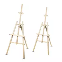 WOODOK dvigubas medinis tapybos molbertas, 2 dalių, 178 cm, stabili buko mediena, natūrali ekologiška mediena, suaugusiems ir vaikams