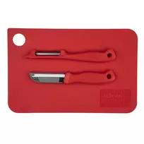 Lenta 24x16 cm su grandikliu ir daržovių peiliuku 6 cm raudona