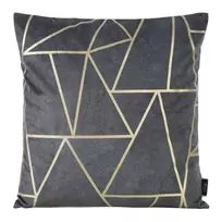 Eurofirany BLINK / 29 Aksominis pagalvės užvalkalas su auksiniu geometriniu raštu, 45X45 cm, spalva: plieno