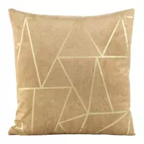 Eurofirany BLINK / 29 Aksominis pagalvės užvalkalas su auksiniu geometriniu raštu, 45X45 cm, spalva: smėlio / šviesiai auksinė
