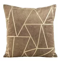 Eurofirany BLINK / 29 Aksominis pagalvės užvalkalas su auksiniu geometriniu raštu, 45X45 cm, spalva: tamsi smėlio / šviesiai auksinė