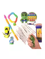 Magy Žaislų rinkinys 3-7m. vaikams, 7 vnt, Hulk pop it, nuplaunami flomasteriai, slaimas
