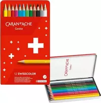 Caran d`Arche Wisscolor Aquarelle, su akvarele efektas, šešiakampis, 12pc, spalvų derinys