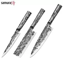 Samura Meteora 3 virtuvinių peilių rinkinys Universal 175mm nakiri 171mm chef's 209mm AUS-10 HRC 59
