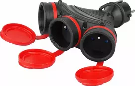 KEL Kištukinis skirstytuvas 3 lizdai be 16A 250V IP54 juoda/raudona GN-X3/54 W-01152