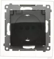 Kontakt-Simon Simon 54 Schuko lizdas IP44 versijai su langinėmis ir rėmo tarpine (modulis) 16A 250V transp. juodas kilimėlis DGSZ1BZ.01/49A
