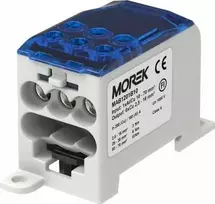 MOREK Paskirstymo blokas OJL200A mėlynas įėjimas: 1xAl/Cu 10-70mm2 išėjimas: 6xCu 2.5- 16mm2 MAB1201B10
