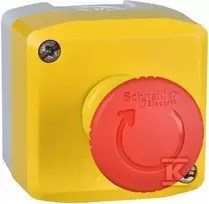 Schneider Electric Kasetė su saugos mygtuku, sukant 1R geltoną IP65 (XALK178)