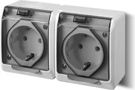 Elektro Plast Nasielsk Elektro-Plast Hermes Hermes Schuko hermetizuotas lizdas su dūmtraukiu 16A IP44 balta (0325- 01)