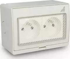 Elektro-Plast Dvigubas ant paviršiaus montuojamas kištukinis lizdas G2N IP55 AQUA55 55.35