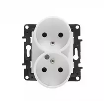 Legrand 863134 Niloe Step Lizdas maitinimo blokas dvigubas 2x2P+Z keliems rėmams, varžtiniai gnybtai, su kontaktine sklende balta 863134