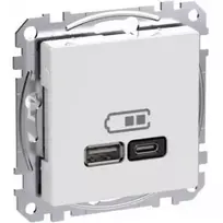SCHNEIDER ELECTRIC EXXACT USB-A+C TELE OUTLET POWER DELIVERY Baltas