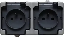 Kos Elektro System KOS BRYZA Hermetiškas dvigubas lizdas su IP54 dūmų atlanka (180036)