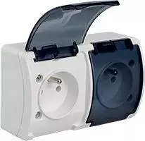 Elektro-Plast Dvivietis lizdas 2 x 2P + Z IP44 balta su dūmtraukiu (61.385)