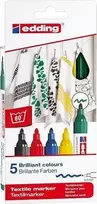 Marker edding - 4500 Tekstilės žymeklių rinkinys 5 vnt., Pagrindinės spalvos - (706716)