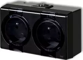 Karlik Elektrotechnik Karlik SENIOR Dvigubas lizdas su įžeminimu 2x(2P+Z) (dūmų sklendė) juodas 12GHS-2nd