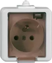 Timex Elektro GNT-16J L BI Jantar vienvietis lizdas 2P+Z atsparus purslams su dūmų gaubtu spalva balta GNT-16J L BI