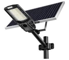 LED pritemdomas gatvės šviestuvas su davikliu ir saulės panele KOBRA 400W/24000 mAh IP65 antracitas + nuotolinis pultas