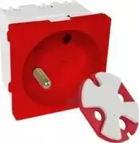 Modulinis elektros lizdas 2P+Z, 45x45, DATA su raktas, raudonas - pritaikytas kelių modulinių lizdų konstrukcijai. ALANTEC