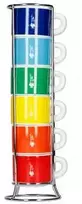 Bialetti Color - 4 espreso puodelių rinkinys su stovu - Daugiaspalvis